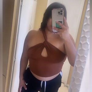 One Shoulder Cut Out Crop Top - Medium